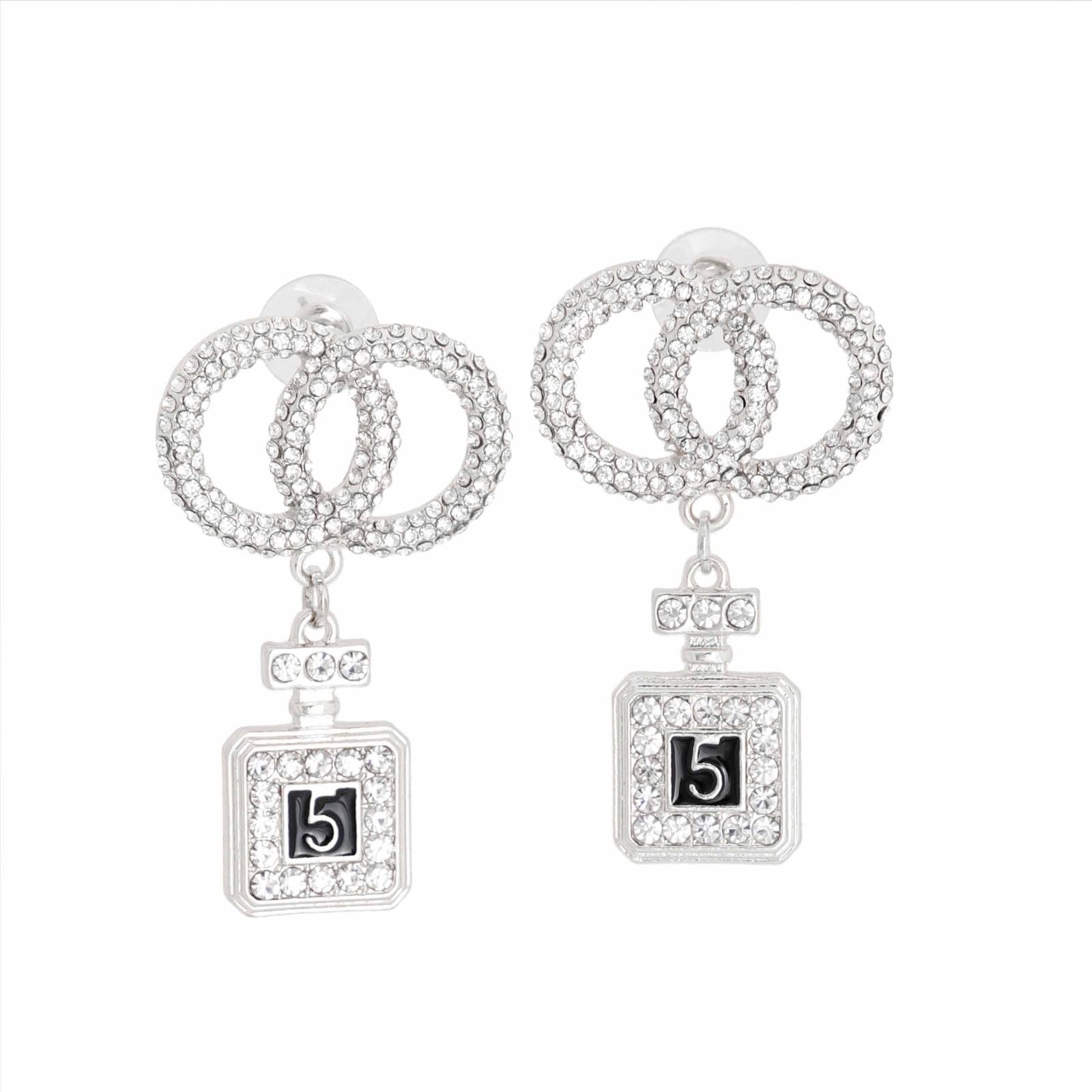 Silver Infinity Perfume Charm Earrings - Premium Wholesale Jewelry from Pinktown - Just $17! Shop now at chiquestyles