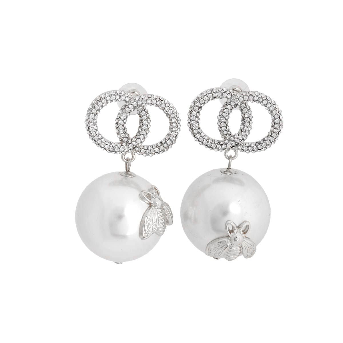 Silver Infinity Stud Jumbo Pearl Earrings|2.5 inches - Premium Wholesale Jewelry from Pinktown - Just $17! Shop now at chiquestyles