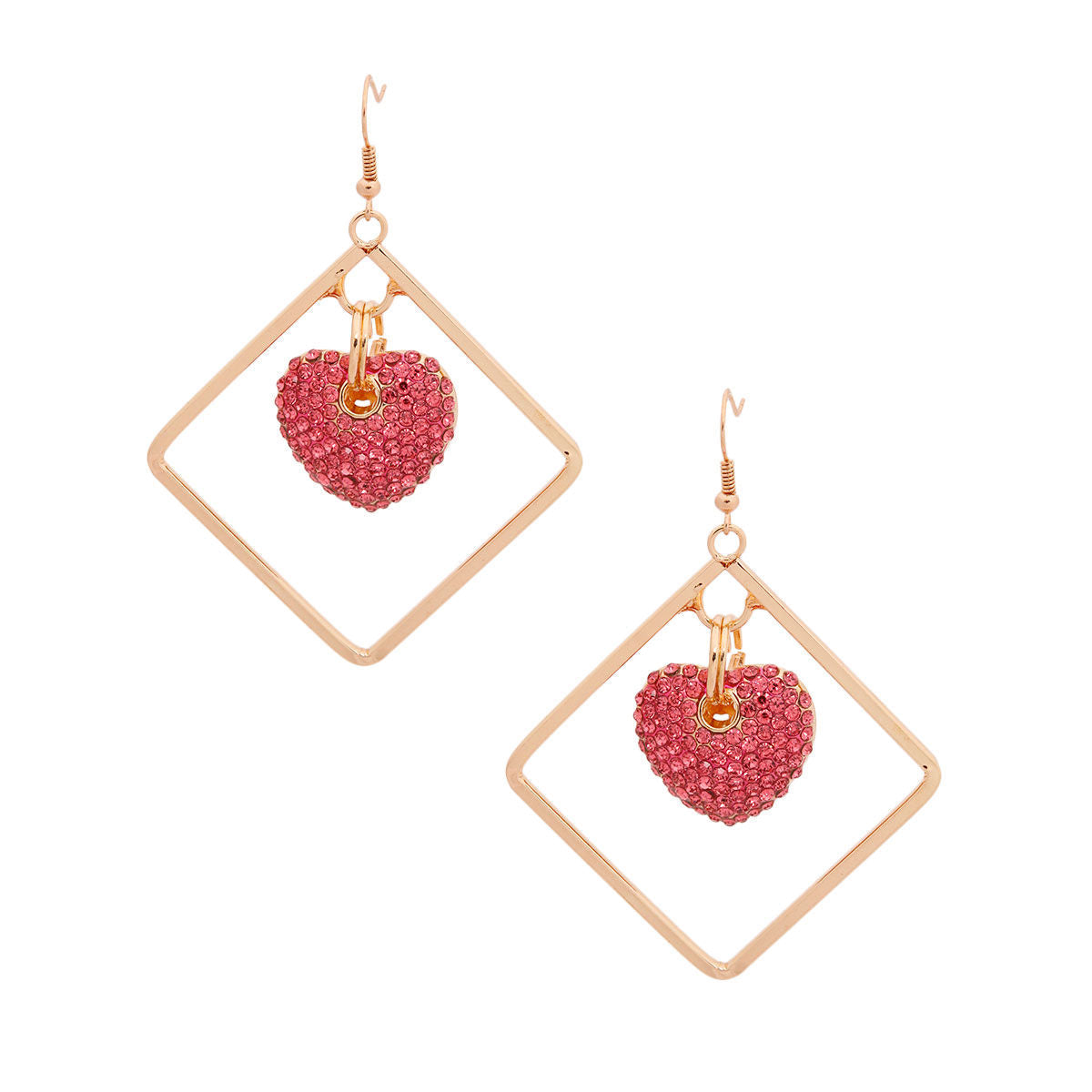 Gold Drop Diamond Pink Earrings|2.5 inches - Premium Wholesale Jewelry from Pinktown - Just $13! Shop now at chiquestyles
