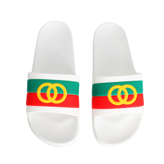 Size 7 White Stripe Slide|Size 7 - Premium Wholesale Fashion Accessories from Pinktown - Just $21! Shop now at chiquestyles