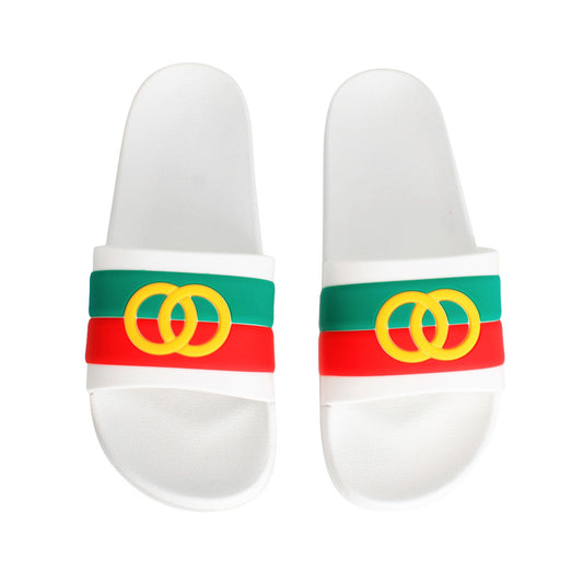 Size 8 White Stripe Slide|Size 8 - Premium Wholesale Fashion Accessories from Pinktown - Just $21! Shop now at chiquestyles