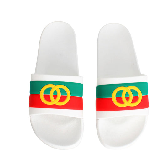 Size 9 White Stripe Slide|Size 9 - Premium Wholesale Fashion Accessories from Pinktown - Just $21! Shop now at chiquestyles