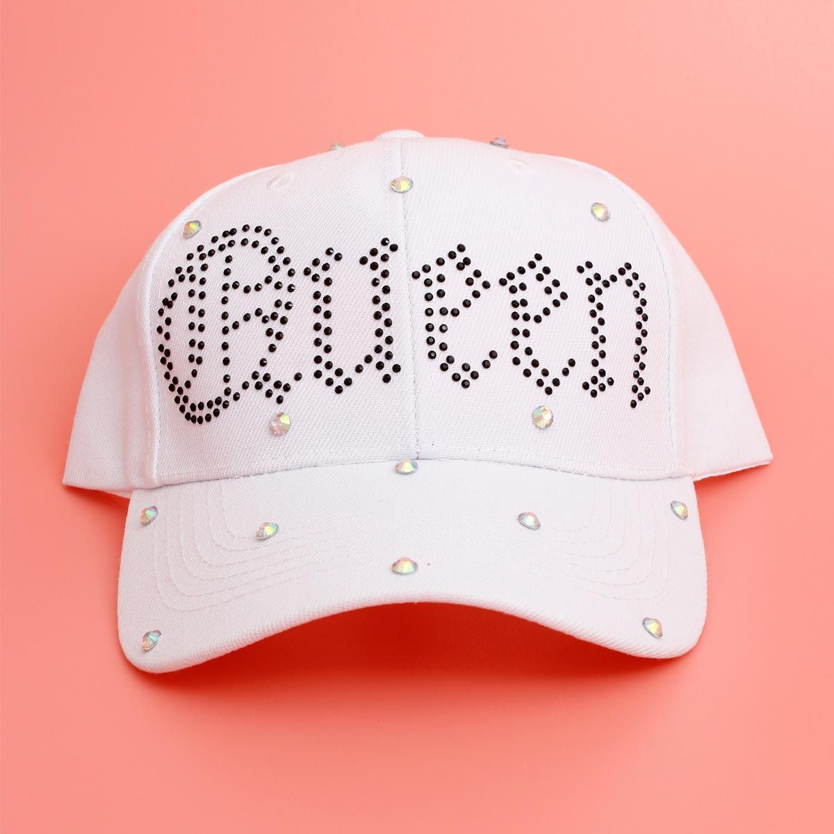 Hat White Canvas Queen Baseball Cap for Women - Premium Wholesale Fashion Accessories from Pinktown - Just $14! Shop now at chiquestyles
