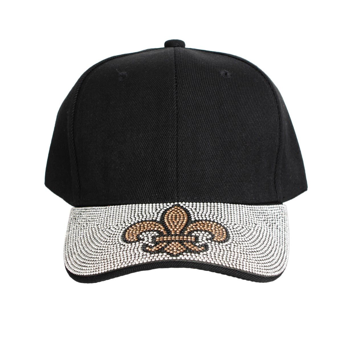 Hat Black Fleur de Lis Bling Baseball Cap Women - Premium Wholesale Fashion Accessories from Pinktown - Just $14! Shop now at chiquestyles