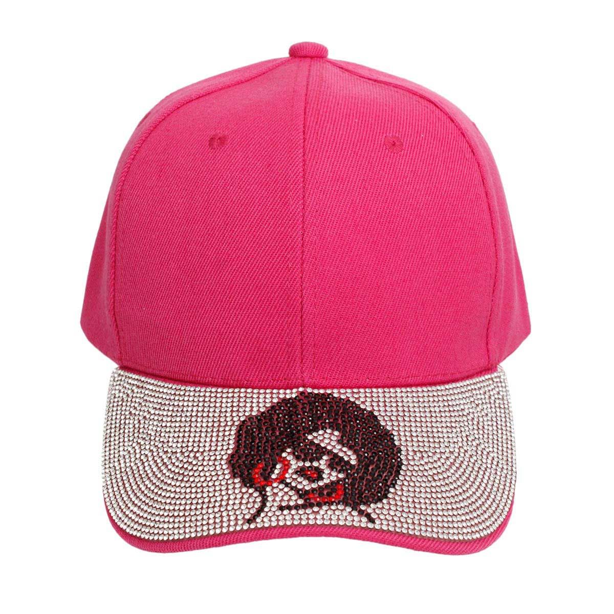 Hat Fuchsia Afro Bling Baseball Cap for Women - Premium Wholesale Fashion Accessories from Pinktown - Just $14! Shop now at chiquestyles
