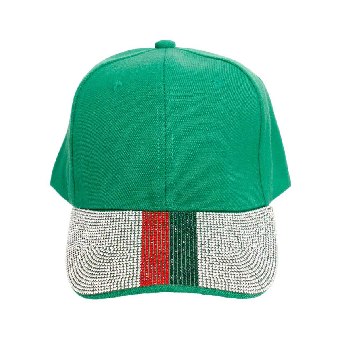 Hat Green Bling Stripe Baseball Cap for Women - Premium Wholesale Fashion Accessories from Pinktown - Just $14! Shop now at chiquestyles