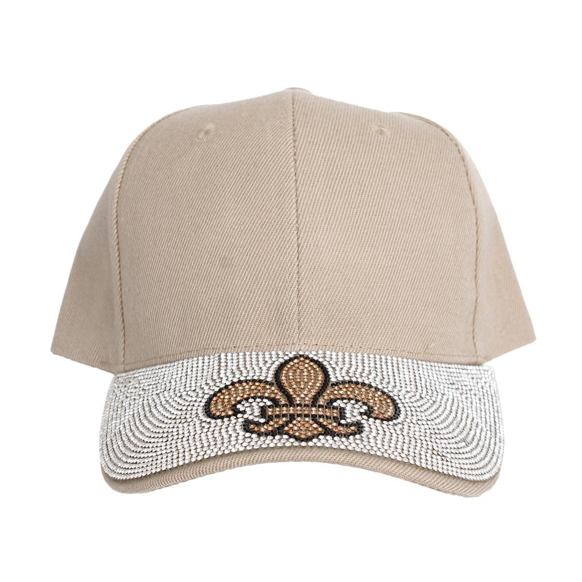 Hat Khaki Fleur de Lis Bling Baseball Cap Women - Premium Wholesale Fashion Accessories from Pinktown - Just $14! Shop now at chiquestyles