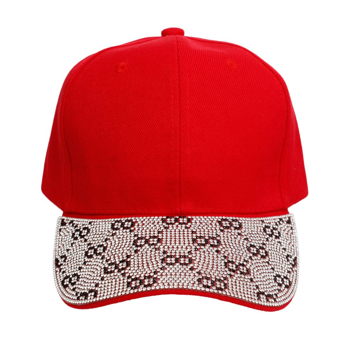 Hat Red Monogram Bling Baseball Cap for Women - Premium Wholesale Fashion Accessories from Pinktown - Just $14! Shop now at chiquestyles