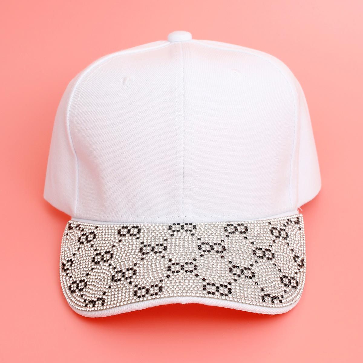 Hat White Monogram Bling Baseball Cap for Women - Premium Wholesale Fashion Accessories from Pinktown - Just $14! Shop now at chiquestyles