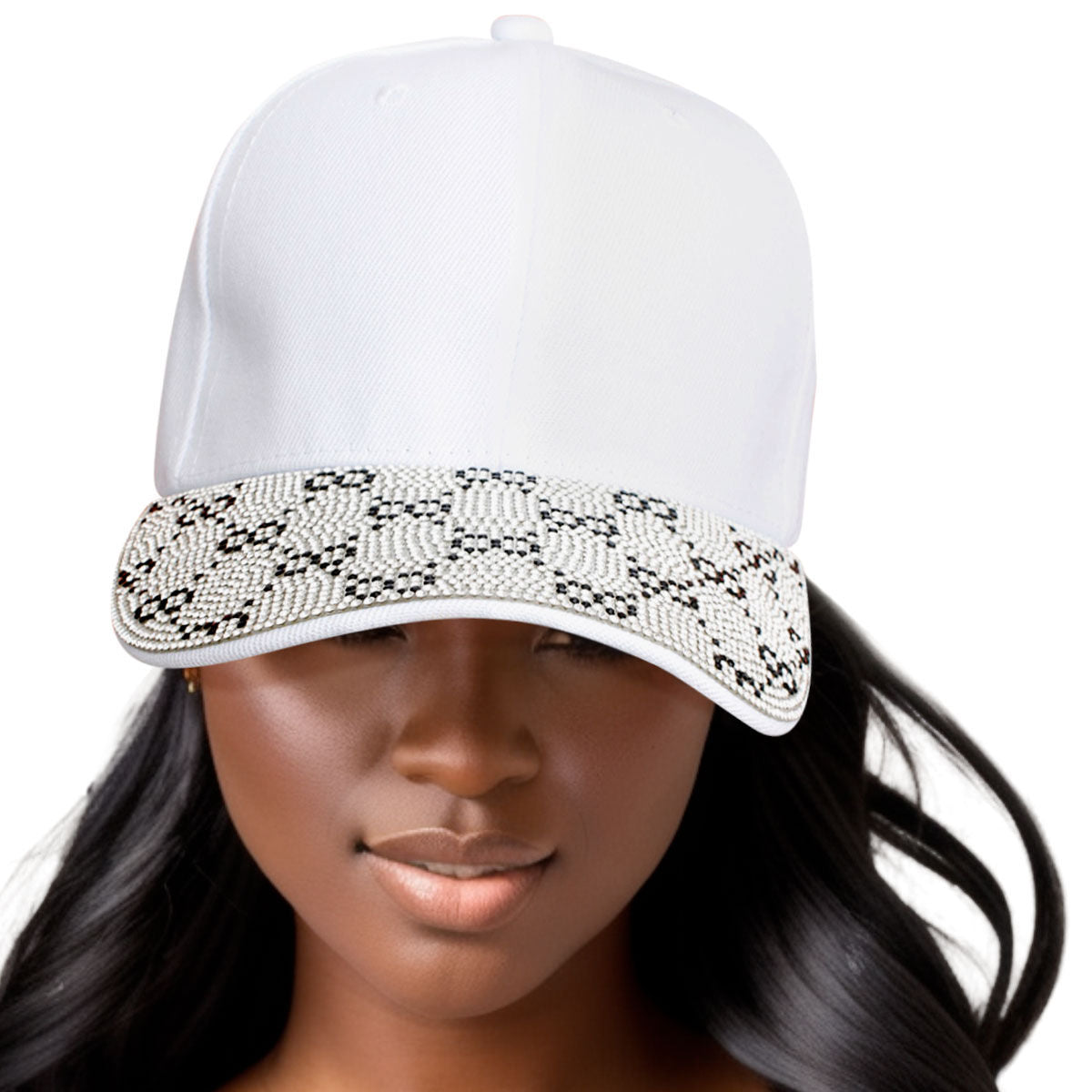 Hat White Monogram Bling Baseball Cap for Women - Premium Wholesale Fashion Accessories from Pinktown - Just $14! Shop now at chiquestyles