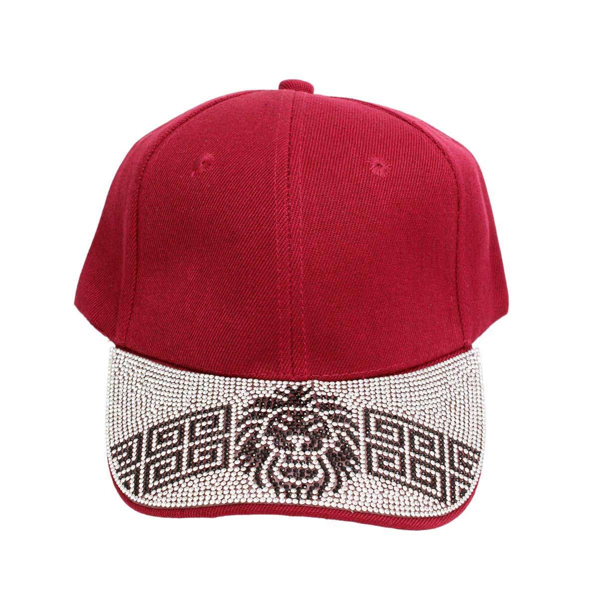 Hat Burgundy Lion Greek Bling Baseball Cap Women - Premium Wholesale Fashion Accessories from Pinktown - Just $14! Shop now at chiquestyles