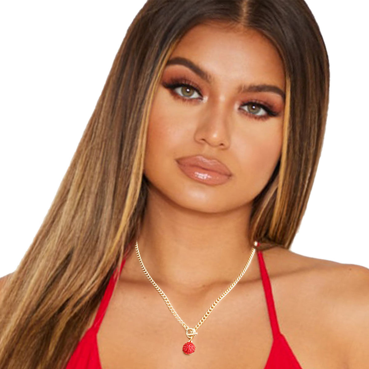 Mini Red Pave Charm Necklace|18 inches - Premium Wholesale Jewelry from Pinktown - Just $7! Shop now at chiquestyles