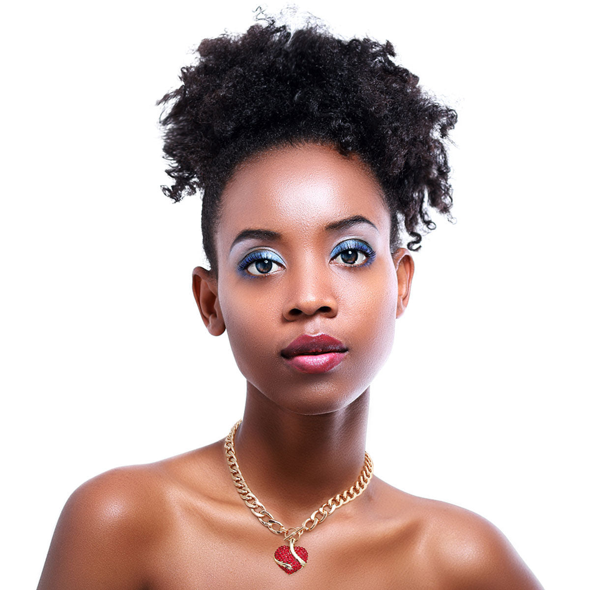 Red Rhinestone Snake Heart Necklace|18 inches - Premium Wholesale Jewelry from Pinktown - Just $13! Shop now at chiquestyles