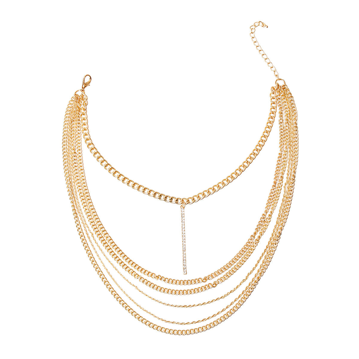 Multi Layer Gold Chain Bar Choker|16 inches - Premium Wholesale Jewelry from Pinktown - Just $11! Shop now at chiquestyles