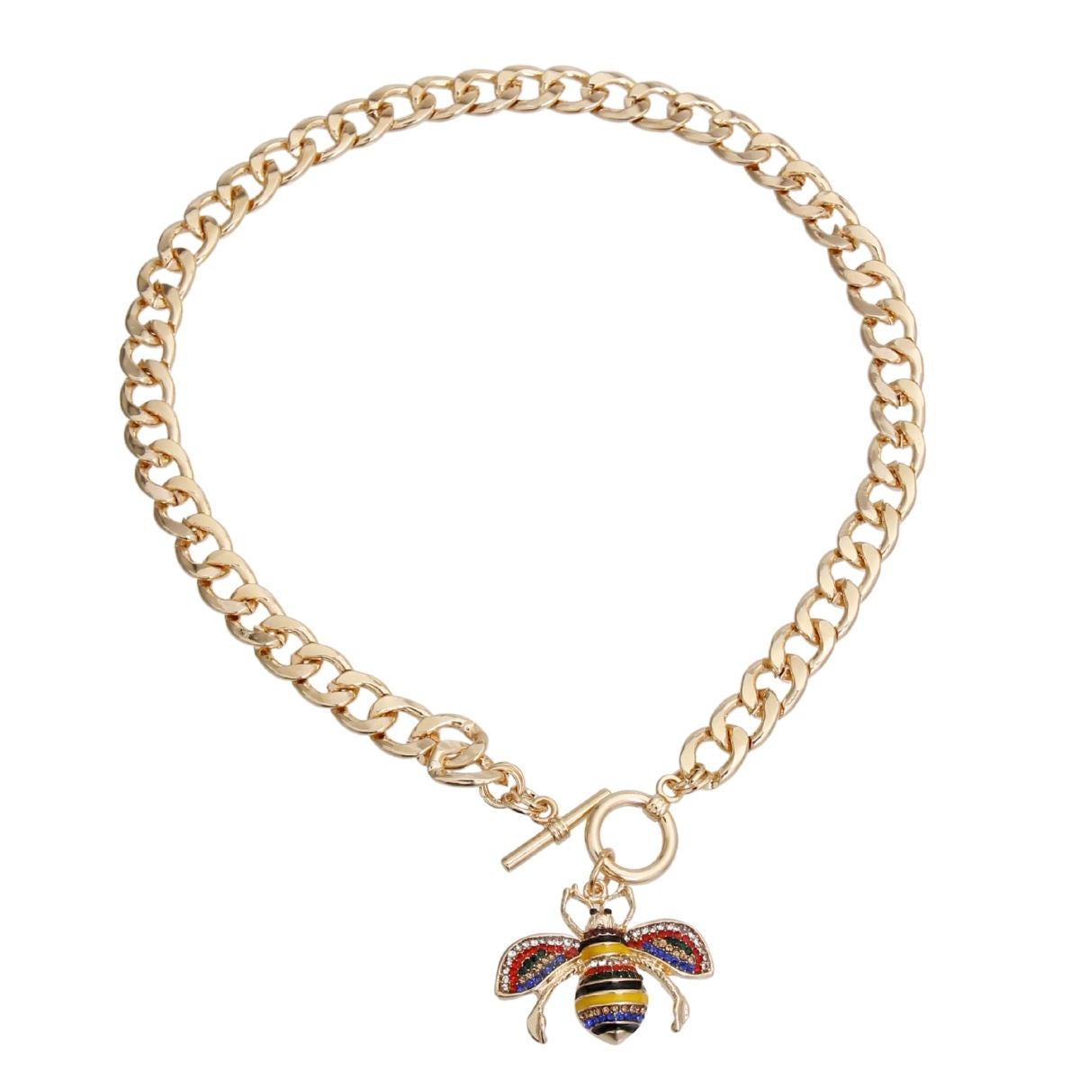 Rhinestone Bee Toggle Necklace|16 inches - Premium Wholesale Jewelry from Pinktown - Just $12! Shop now at chiquestyles