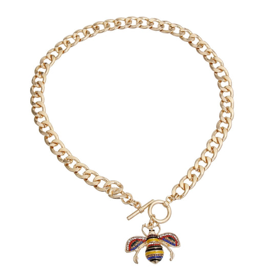 Rhinestone Bee Toggle Necklace|16 inches - Premium Wholesale Jewelry from Pinktown - Just $12! Shop now at chiquestyles