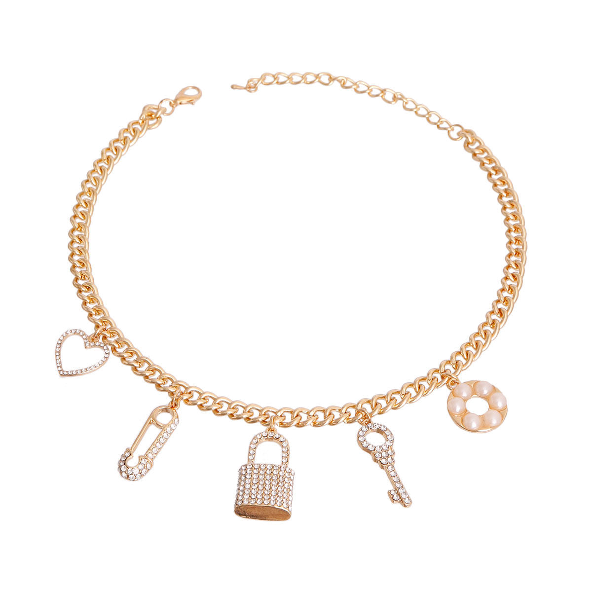 Gold Love Lock Charm Necklace|18 inches - Premium Wholesale Jewelry from Pinktown - Just $14! Shop now at chiquestyles