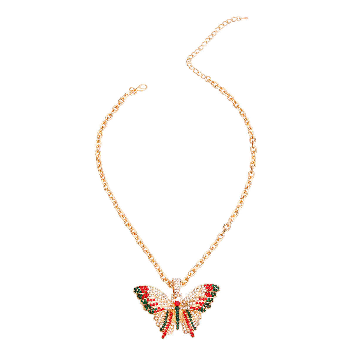 Red and Green Flutter Butterfly Necklace|18 inches - Premium Wholesale Jewelry from Pinktown - Just $11! Shop now at chiquestyles