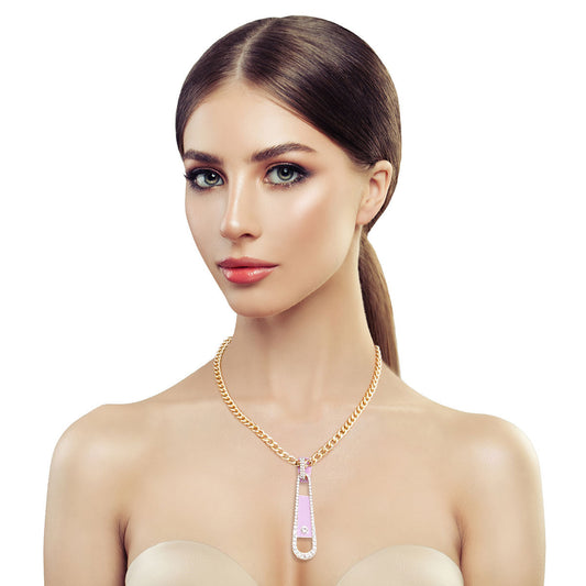 Lavender Zipper Pendant Necklace|16 inches - Premium Wholesale Jewelry from Pinktown - Just $11! Shop now at chiquestyles