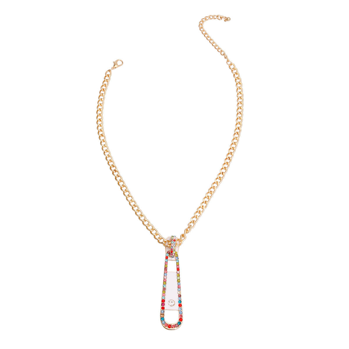 Multi Color Zipper Pendant Necklace|16 inches - Premium Wholesale Jewelry from Pinktown - Just $11! Shop now at chiquestyles