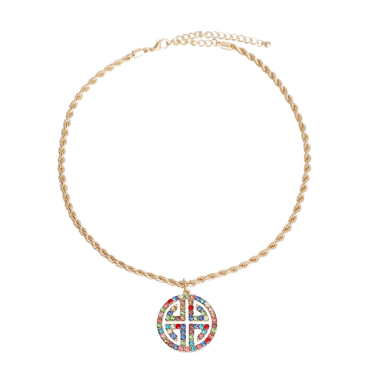Gold Twisted Chain Multi Greek Key Necklace|18 inches - Premium Wholesale Jewelry from Pinktown - Just $10! Shop now at chiquestyles