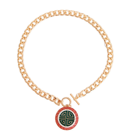 Red and Green Greek Toggle Chain|16 inches - Premium Wholesale Jewelry from Pinktown - Just $13! Shop now at chiquestyles