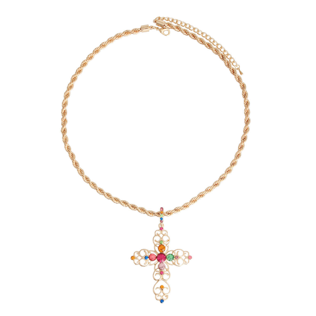 Multi Filigree Cross Necklace|18 inches - Premium Wholesale Jewelry from Pinktown - Just $12! Shop now at chiquestyles