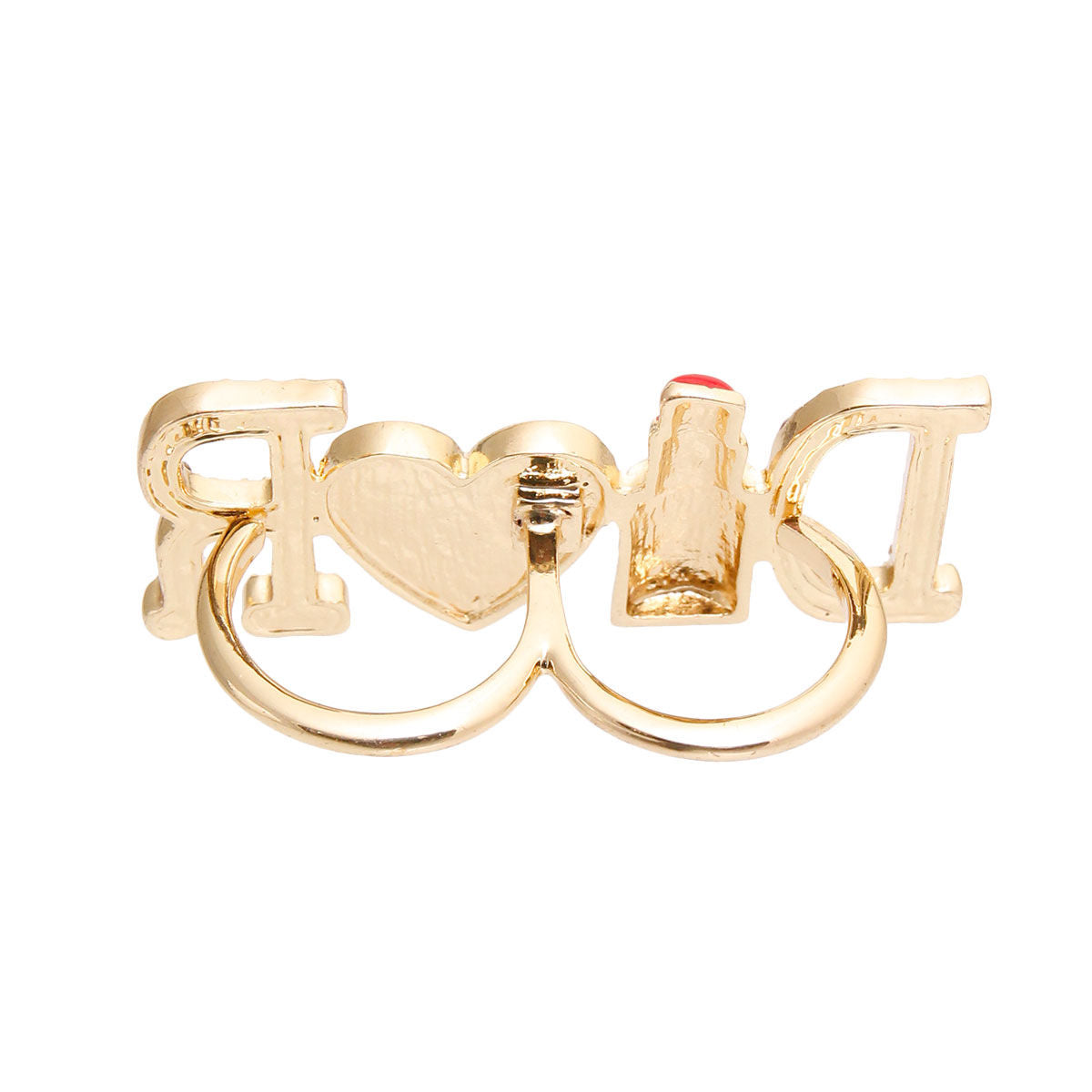 Red D Designer 2 Finger Ring|Ring Size 8 - Premium Wholesale Jewelry from Pinktown - Just $9! Shop now at chiquestyles