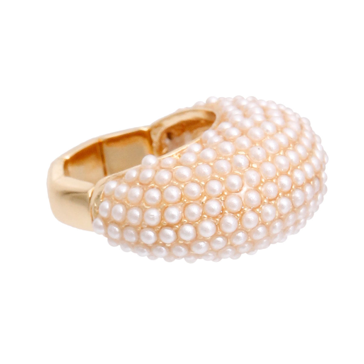 Cream Pearl Rounded Cocktail Ring|Stretch to Fit - Premium Wholesale Jewelry from Pinktown - Just $11! Shop now at chiquestyles