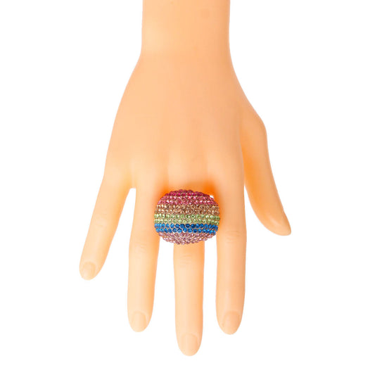 Rainbow and Gold Dome Ring|Stretch to Fit - Premium Wholesale Jewelry from Pinktown - Just $12! Shop now at chiquestyles