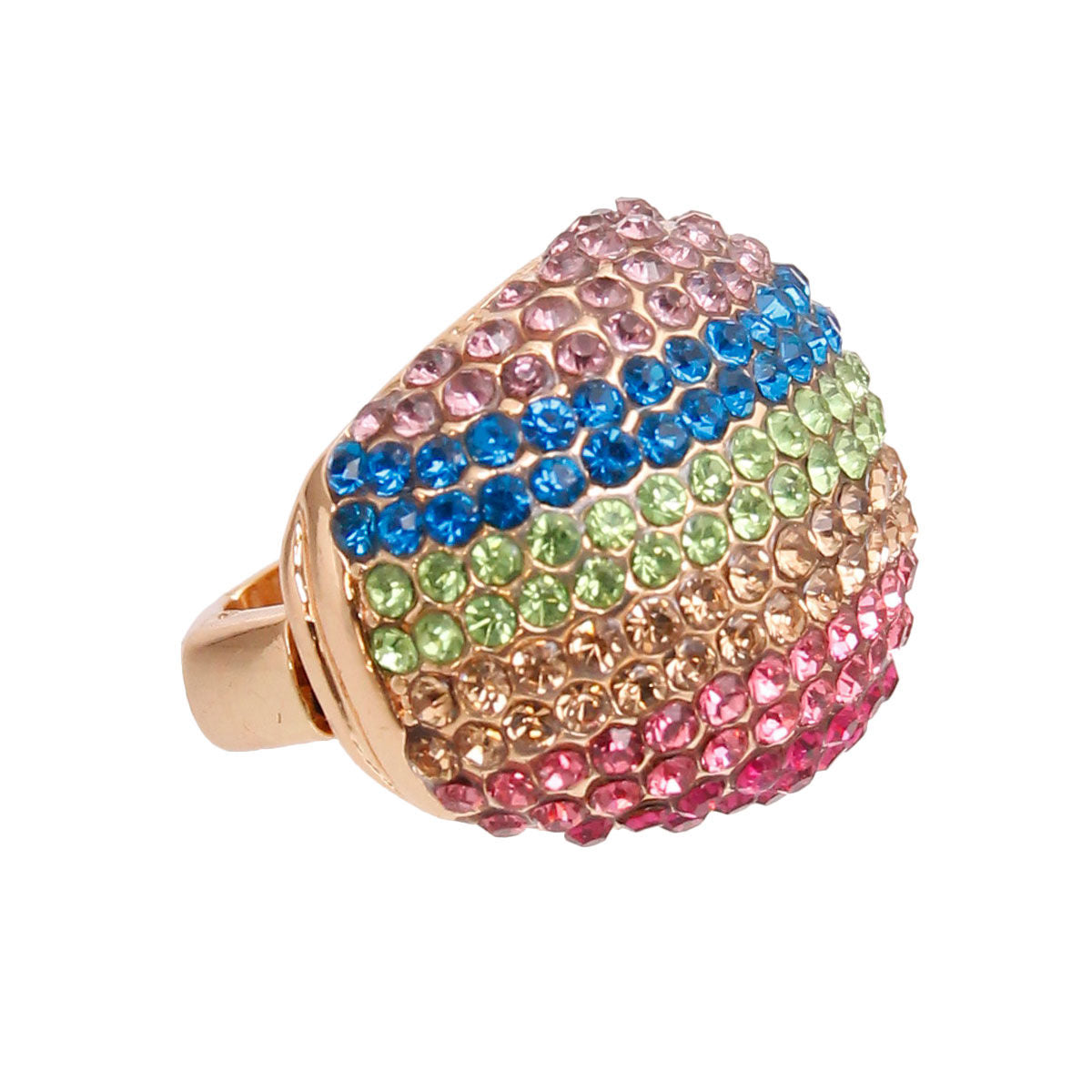 Rainbow and Gold Dome Ring|Stretch to Fit - Premium Wholesale Jewelry from Pinktown - Just $12! Shop now at chiquestyles