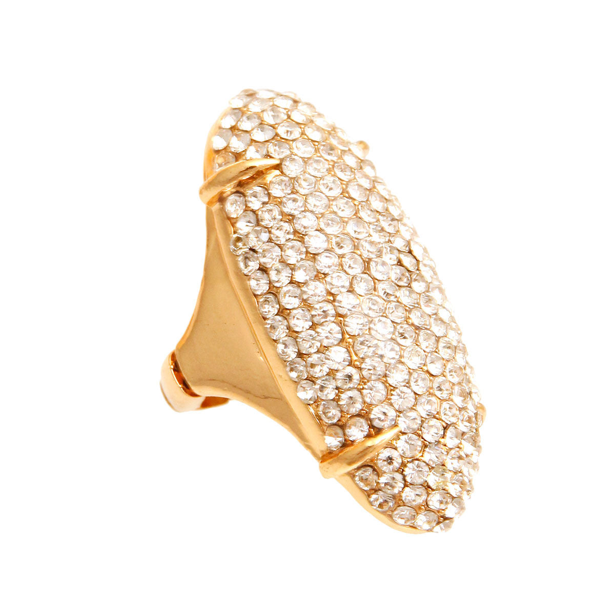 Gold Rhinestone Elongated Ring|Stretch to Fit - Premium Wholesale Jewelry from Pinktown - Just $11! Shop now at chiquestyles