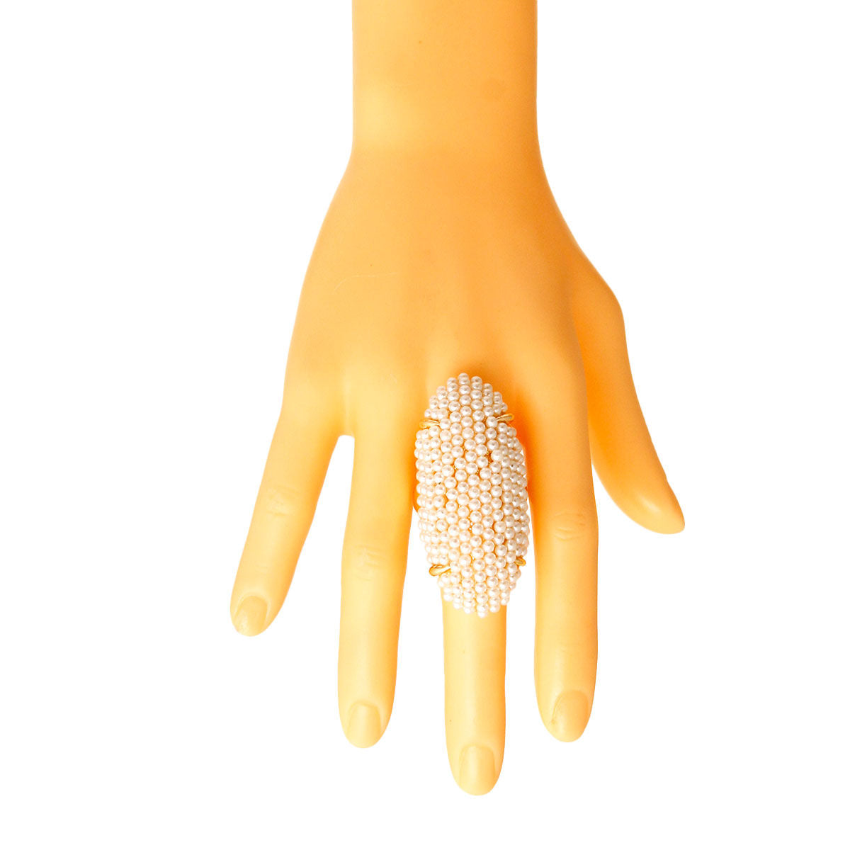 Cream Pearl Elongated Ring|Stretch to Fit - Premium Wholesale Jewelry from Pinktown - Just $11! Shop now at chiquestyles