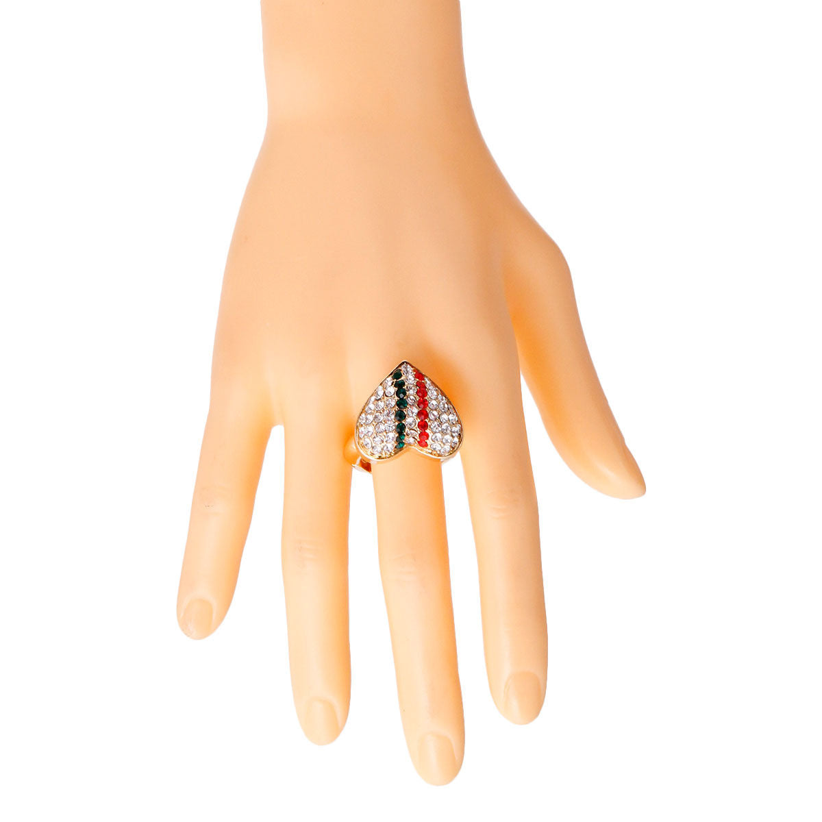 Gold 3D Designer Heart Ring|Stretch to Fit - Premium Wholesale Jewelry from Pinktown - Just $8! Shop now at chiquestyles