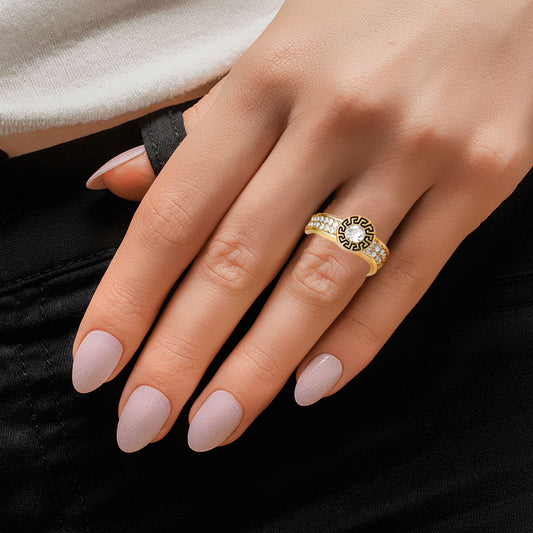 Designer Accent Gold Ring|Stretch to Fit - Premium Wholesale Jewelry from Pinktown - Just $10! Shop now at chiquestyles