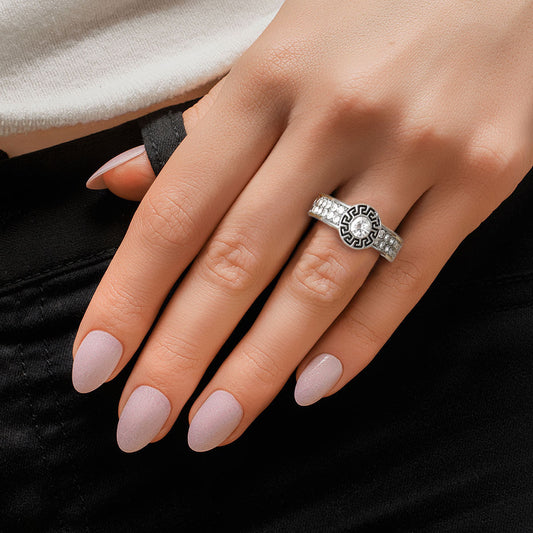 Designer Accent Silver Ring|Stretch to Fit - Premium Wholesale Jewelry from Pinktown - Just $10! Shop now at chiquestyles