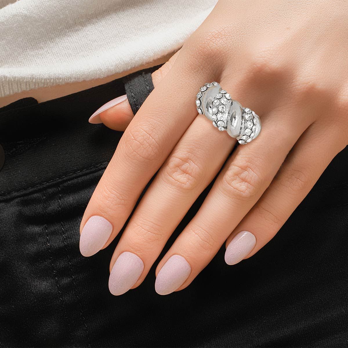 Silver Twisted Swivel Cocktail Ring|Stretch to Fit - Premium Wholesale Jewelry from Pinktown - Just $8! Shop now at chiquestyles