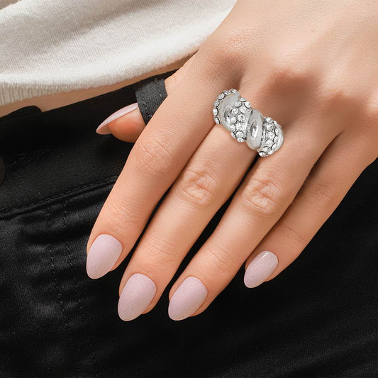 Silver Twisted Swivel Cocktail Ring|Stretch to Fit - Premium Wholesale Jewelry from Pinktown - Just $8! Shop now at chiquestyles