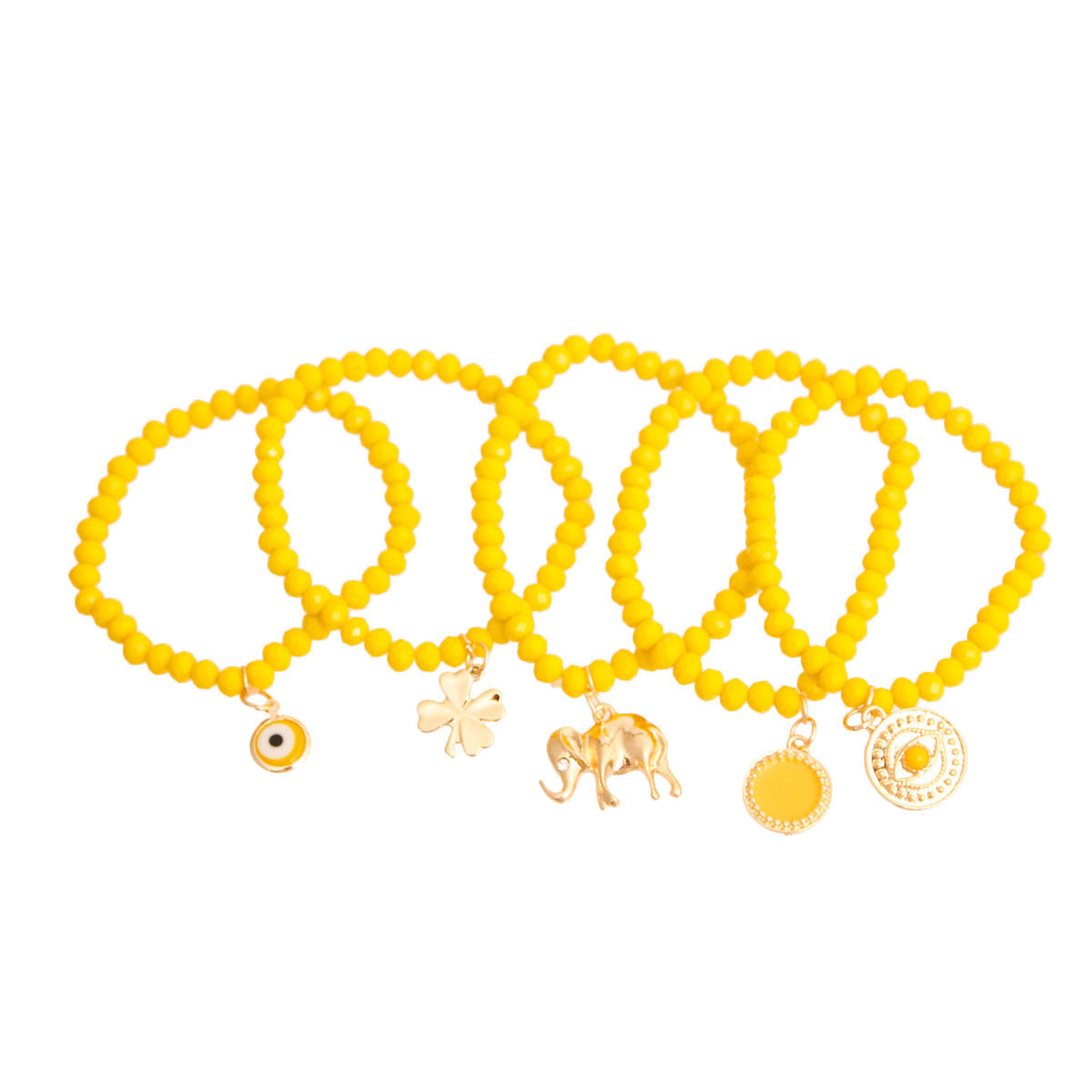 Yellow Luck Bracelet with Elephant Charm|Stretch to Fit - Premium Wholesale Jewelry from Pinktown - Just $11! Shop now at chiquestyles