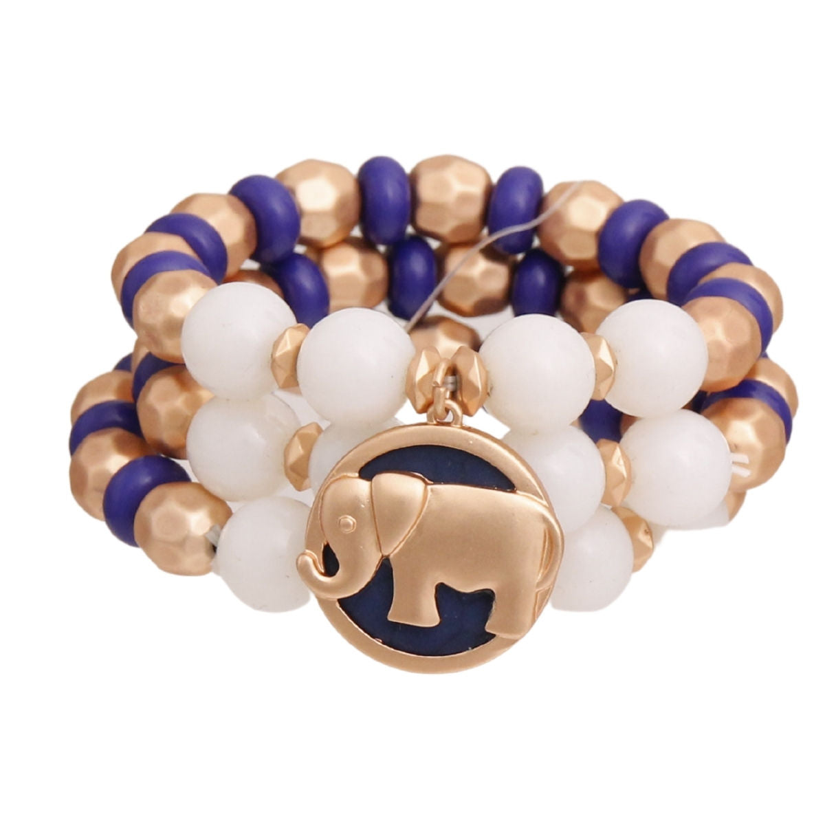 Blue Elephant Charm 3 Pcs Bracelets|Stretch to Fit - Premium Wholesale Jewelry from Pinktown - Just $12! Shop now at chiquestyles