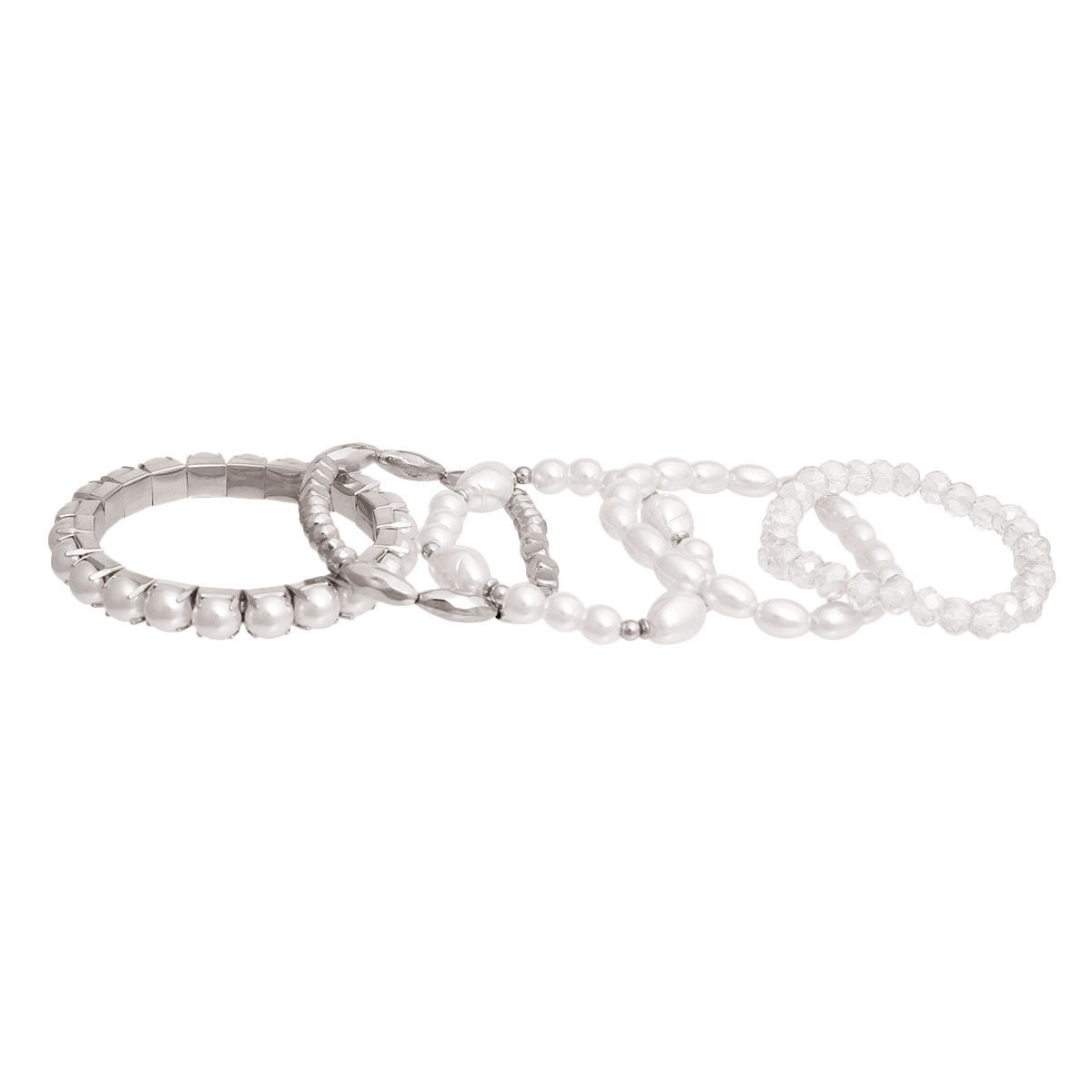 White Pearl and Glass Beads Bracelets|Stretch to Fit - Premium Wholesale Jewelry from Pinktown - Just $12! Shop now at chiquestyles