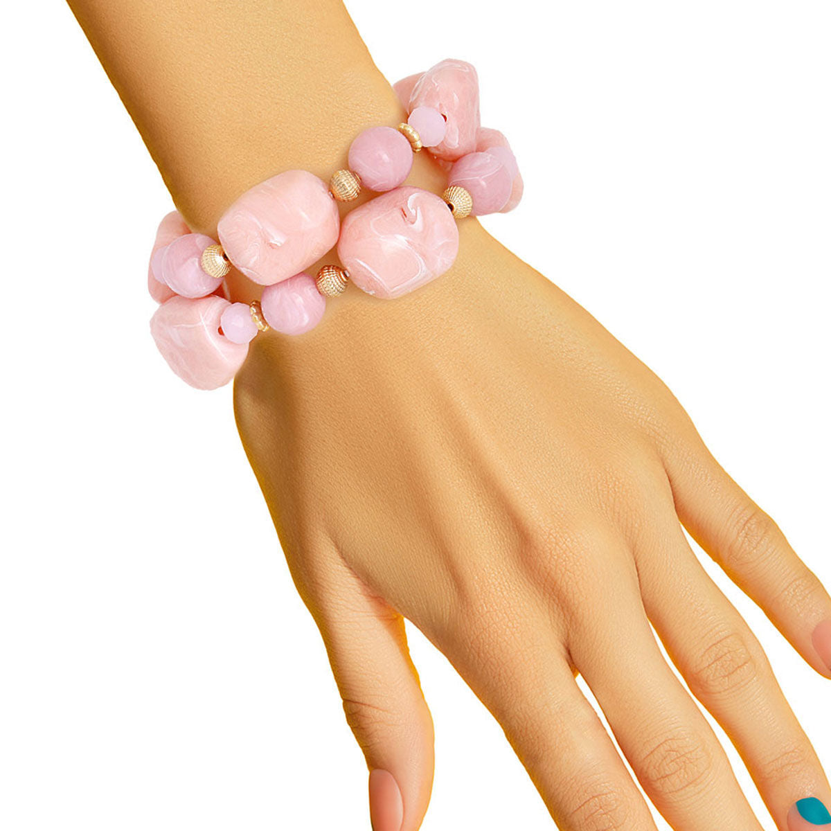 Light Pink Marbled Bead Bracelets|Stretch to Fit - Premium Wholesale Jewelry from Pinktown - Just $12! Shop now at chiquestyles