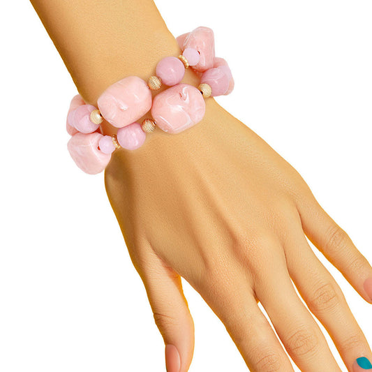 Light Pink Marbled Bead Bracelets|Stretch to Fit - Premium Wholesale Jewelry from Pinktown - Just $12! Shop now at chiquestyles