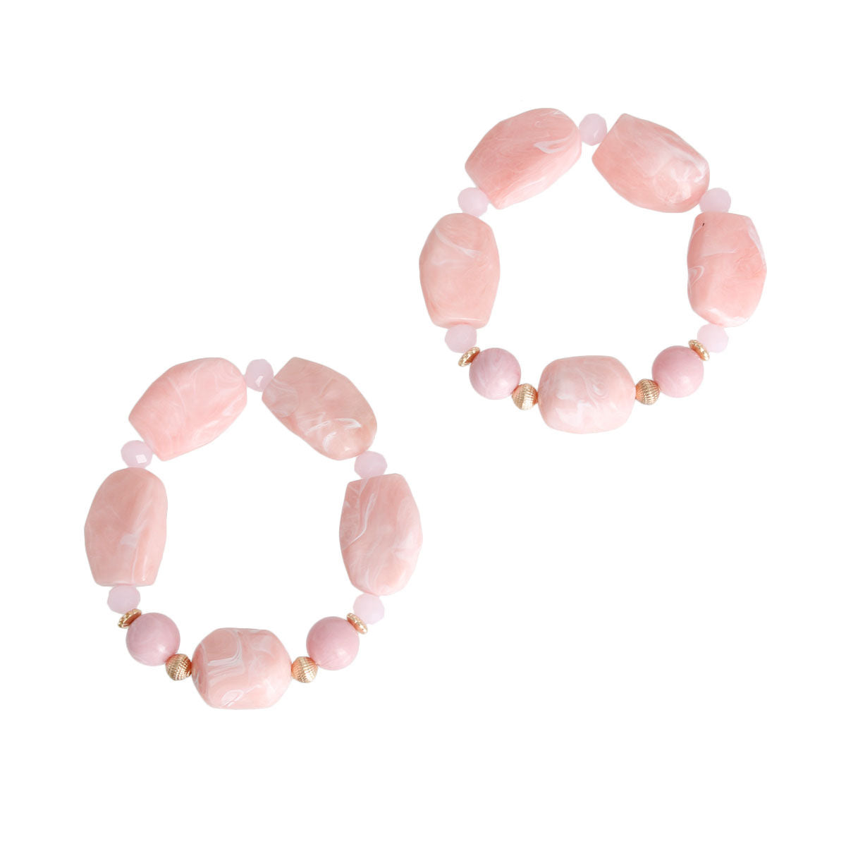 Light Pink Marbled Bead Bracelets|Stretch to Fit - Premium Wholesale Jewelry from Pinktown - Just $12! Shop now at chiquestyles