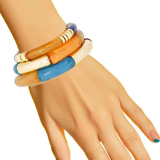 Dark Multi Tube Stretch Bangles|Stretch to Fit - Premium Wholesale Jewelry from Pinktown - Just $12! Shop now at chiquestyles