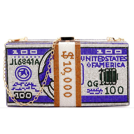 Blue Bling $10K Rectangle Clutch|8 x 4 x 2.25 inches - Premium Wholesale Fashion Accessories from Pinktown - Just $52! Shop now at chiquestyles