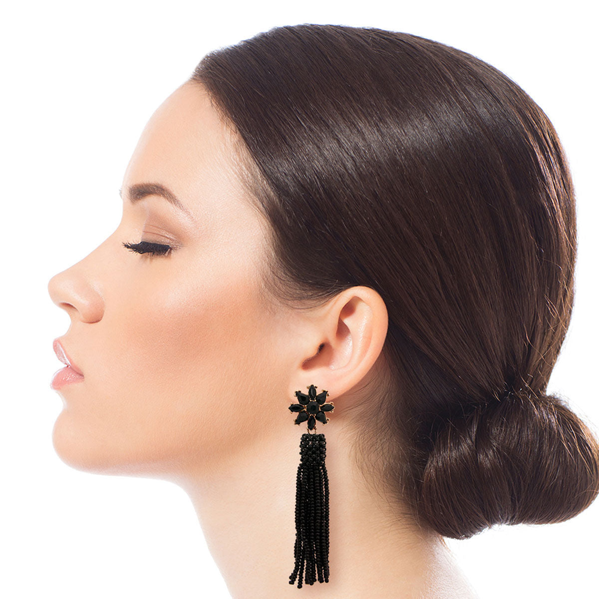 Black Flower Seed Bead Earrings|3.25 inches - Premium Wholesale Jewelry from Pinktown - Just $8! Shop now at chiquestyles