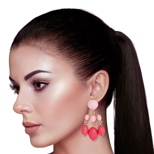 Pink Resin Bead Drop Earrings|2.25 inches - Premium Wholesale Jewelry from Pinktown - Just $10! Shop now at chiquestyles