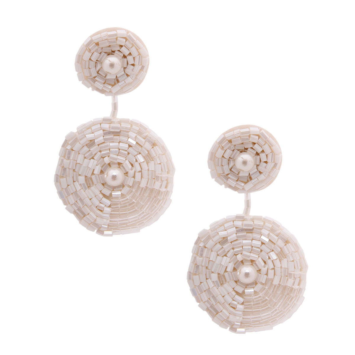 Cream Embroidered Bead Earrings|2.65 inches - Premium Wholesale Jewelry from Pinktown - Just $11! Shop now at chiquestyles