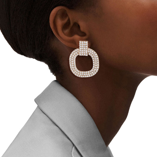 Gold Pave Squared Earrings|1.5 inches - Premium Wholesale Jewelry from Pinktown - Just $12! Shop now at chiquestyles